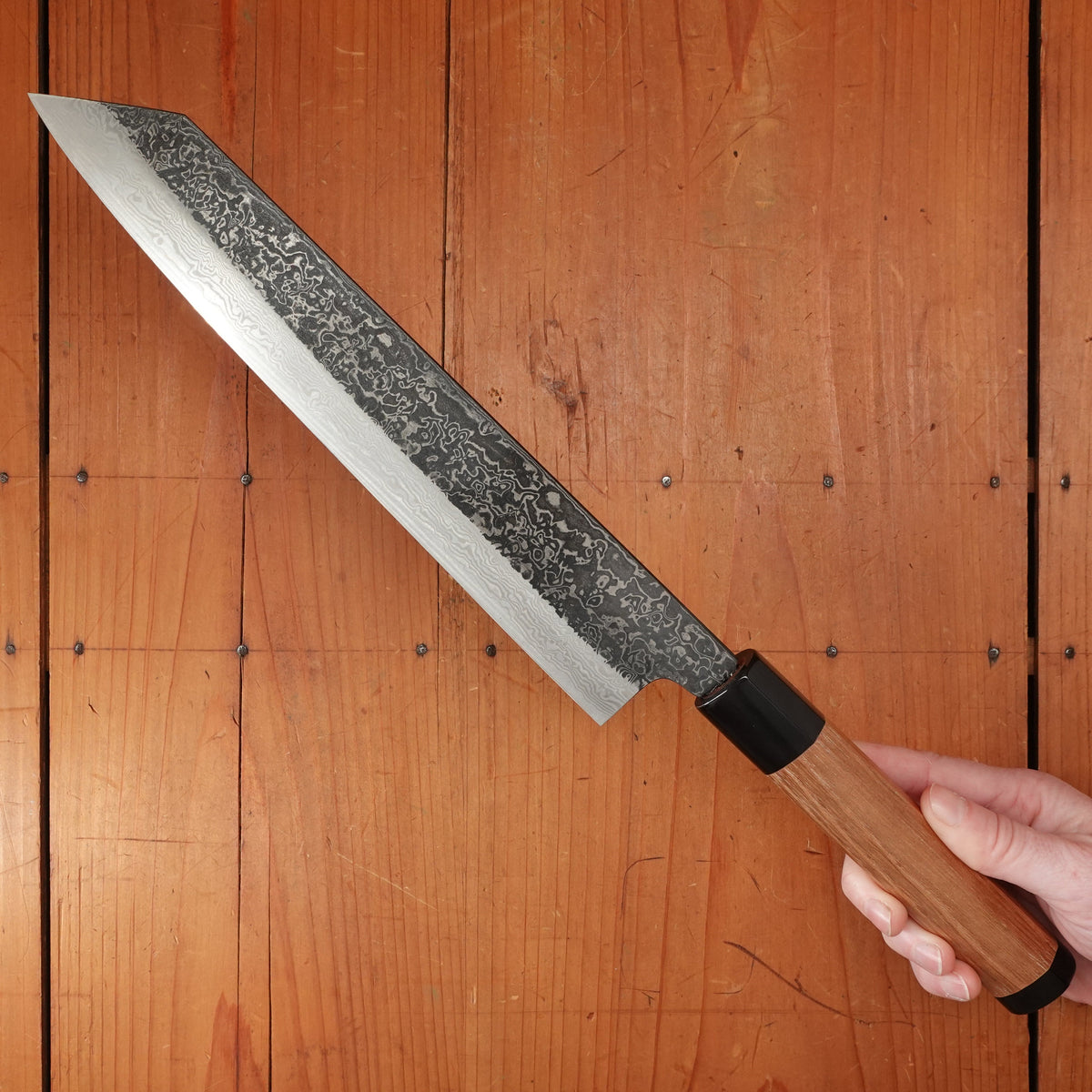 New Old Stock Yoshikane 240mm Wa-Kiritsuke SLD Suminagashi Half-Octagonal Enju/Double Horn Handle