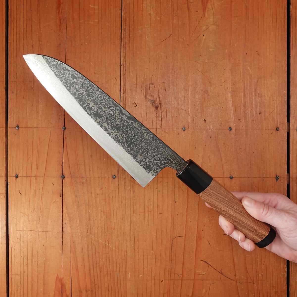 New Old Stock Yoshikane 180mm Wa-Santoku SLD Suminagashi Half-Octagonal Enju/Double Horn Handle