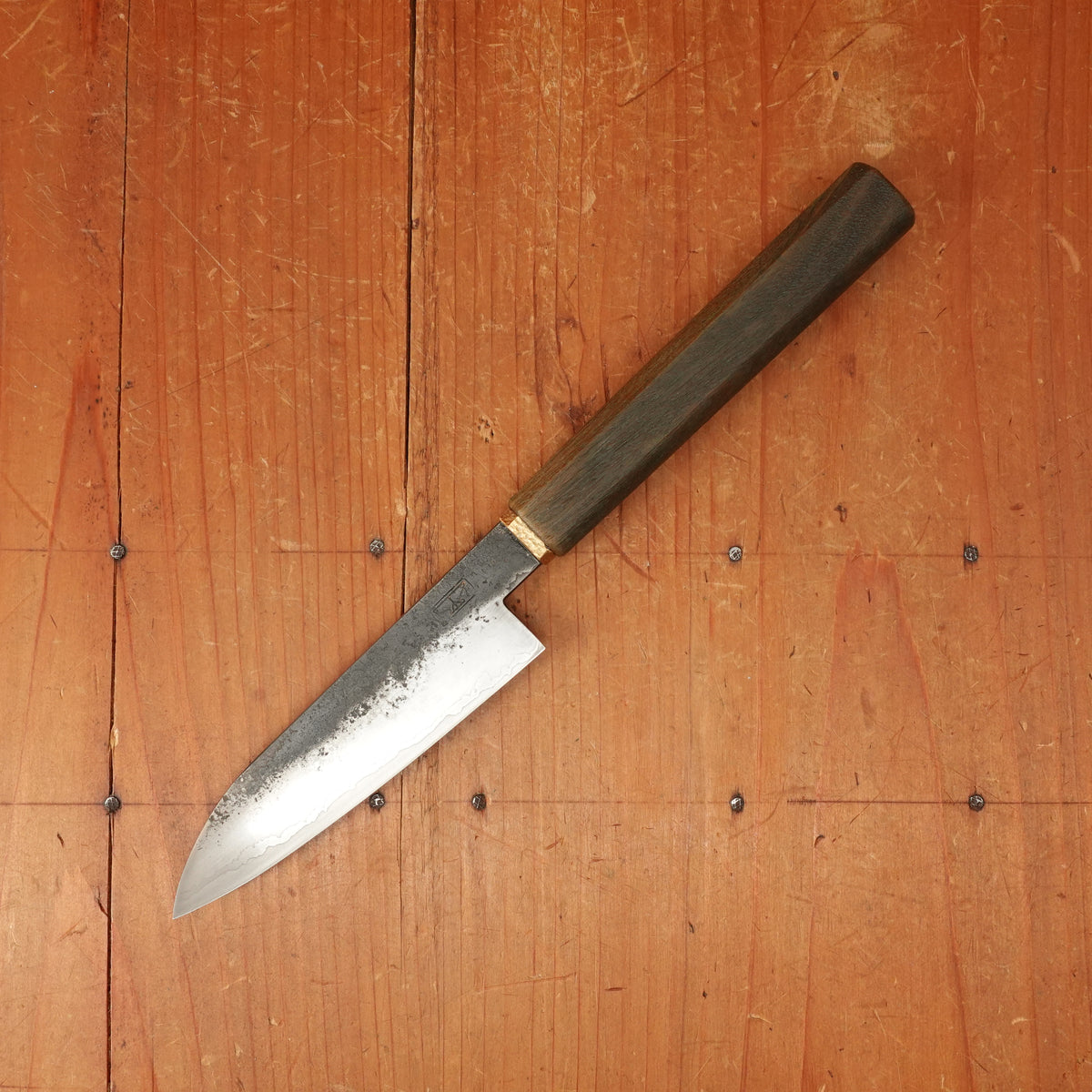 Rolin Knives 115mm Petty W2 / 15N20 / Mild Steel Gomai Textured Lignum Vitae Copper Ferrule W Cedar