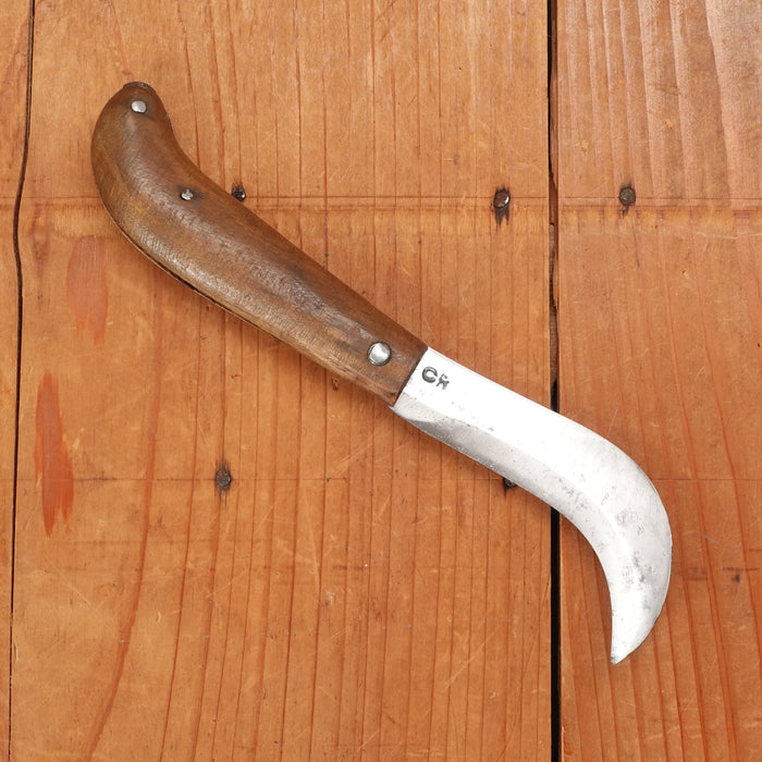 New Old Stock 3 3/8" Serpette Pruning Jack Carbon Steel & Wood Maniago, Italy 1950-70s