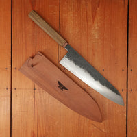 Rolin Knives 225mm Gyuto W2 / 15N20 / Mild Steel Gomai Textured Lignum Vitae Copper Ferrule W Cedar Saya