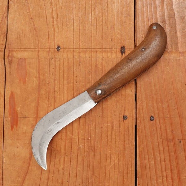 New Old Stock 3 3/8" Serpette Pruning Jack Carbon Steel & Wood Maniago, Italy 1950-70s