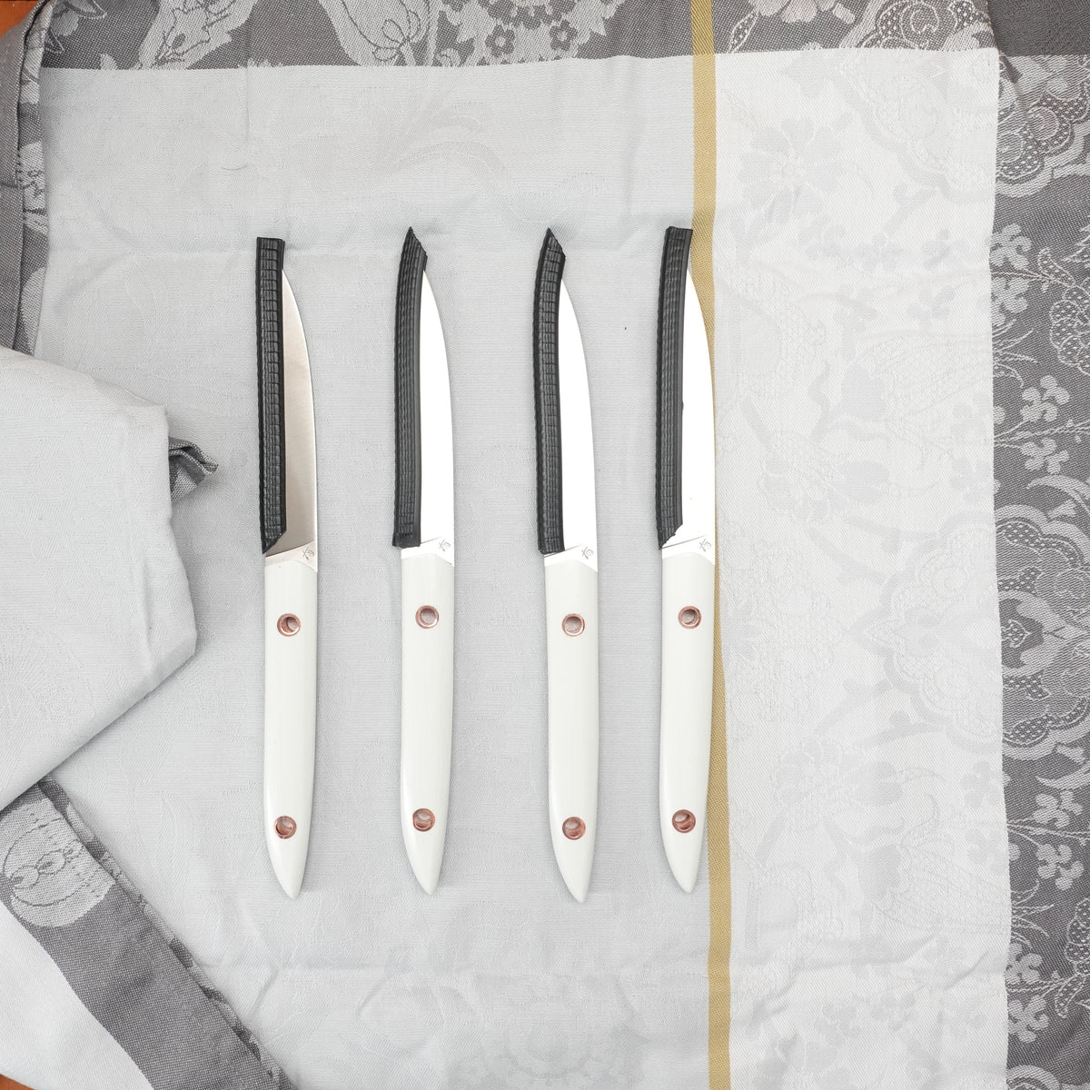 Roland Lannier Tableware's Not Dead! Steak Knife Stainless White G10 Alternative + Copper