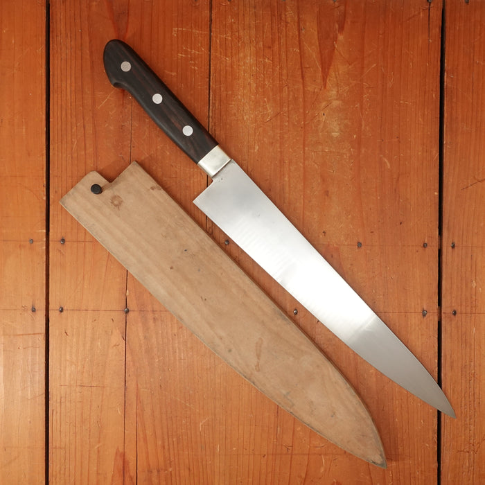 Trade-In Hiroshi Ashi (Ashi Hamono) 300mm Honyaki Western Gyuto Refurbished Nickle Ebony Sakai Japan