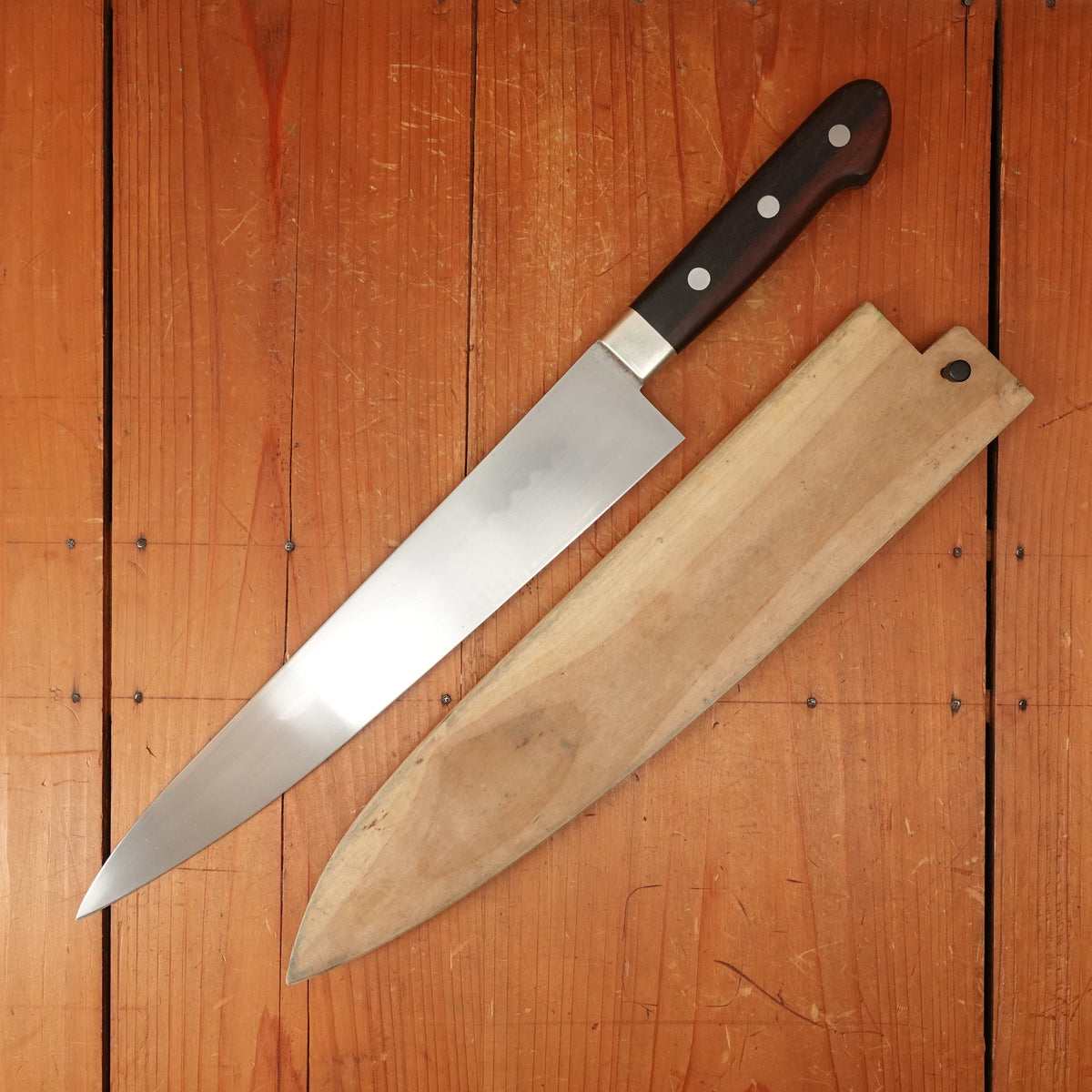 Trade-In Hiroshi Ashi (Ashi Hamono) 300mm Honyaki Western Gyuto Refurbished Nickle Ebony Sakai Japan