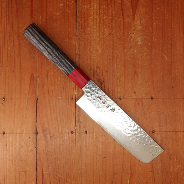 Hitohira Imojiya FW 165mm Nakiri VG10 Tsuchime Damascus Pakka Handle
