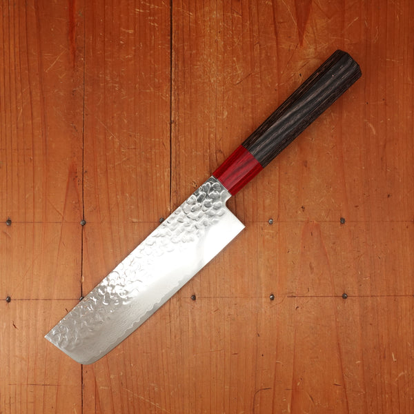 Hitohira Imojiya FW 165mm Nakiri VG10 Tsuchime Damascus Pakka Handle