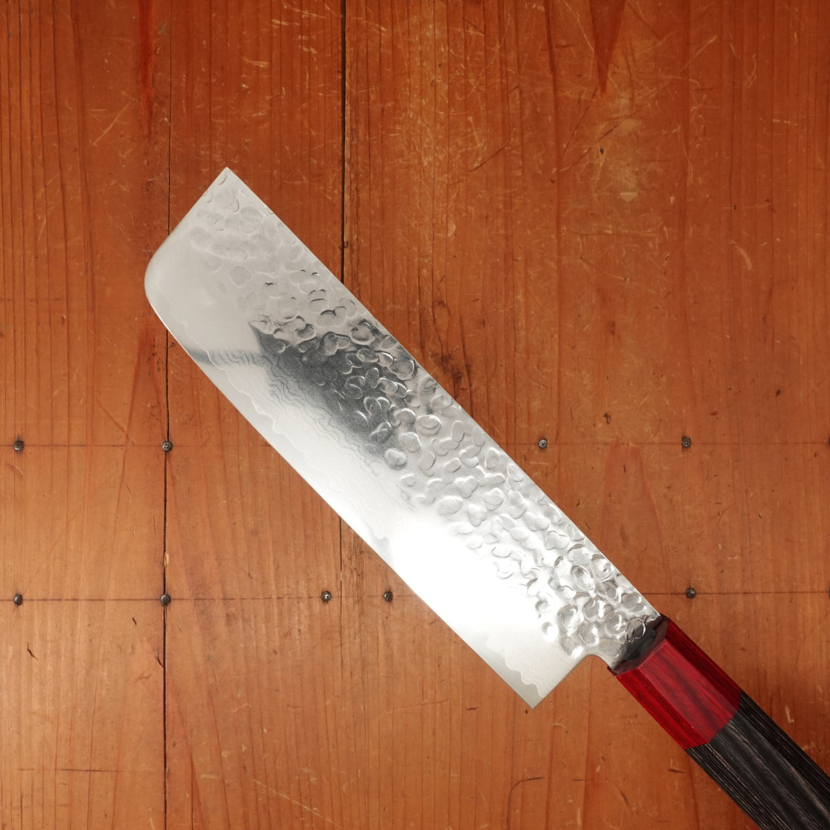 Hitohira Imojiya FW 165mm Nakiri VG10 Tsuchime Damascus Pakka Handle