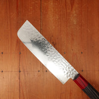 Hitohira Imojiya FW 165mm Nakiri VG10 Tsuchime Damascus Pakka Handle