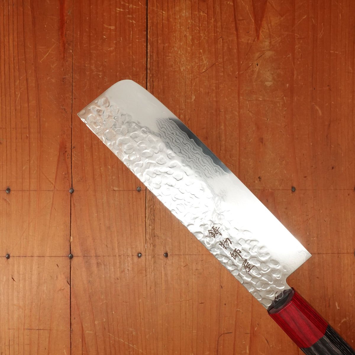 Hitohira Imojiya FW 165mm Nakiri VG10 Tsuchime Damascus Pakka Handle