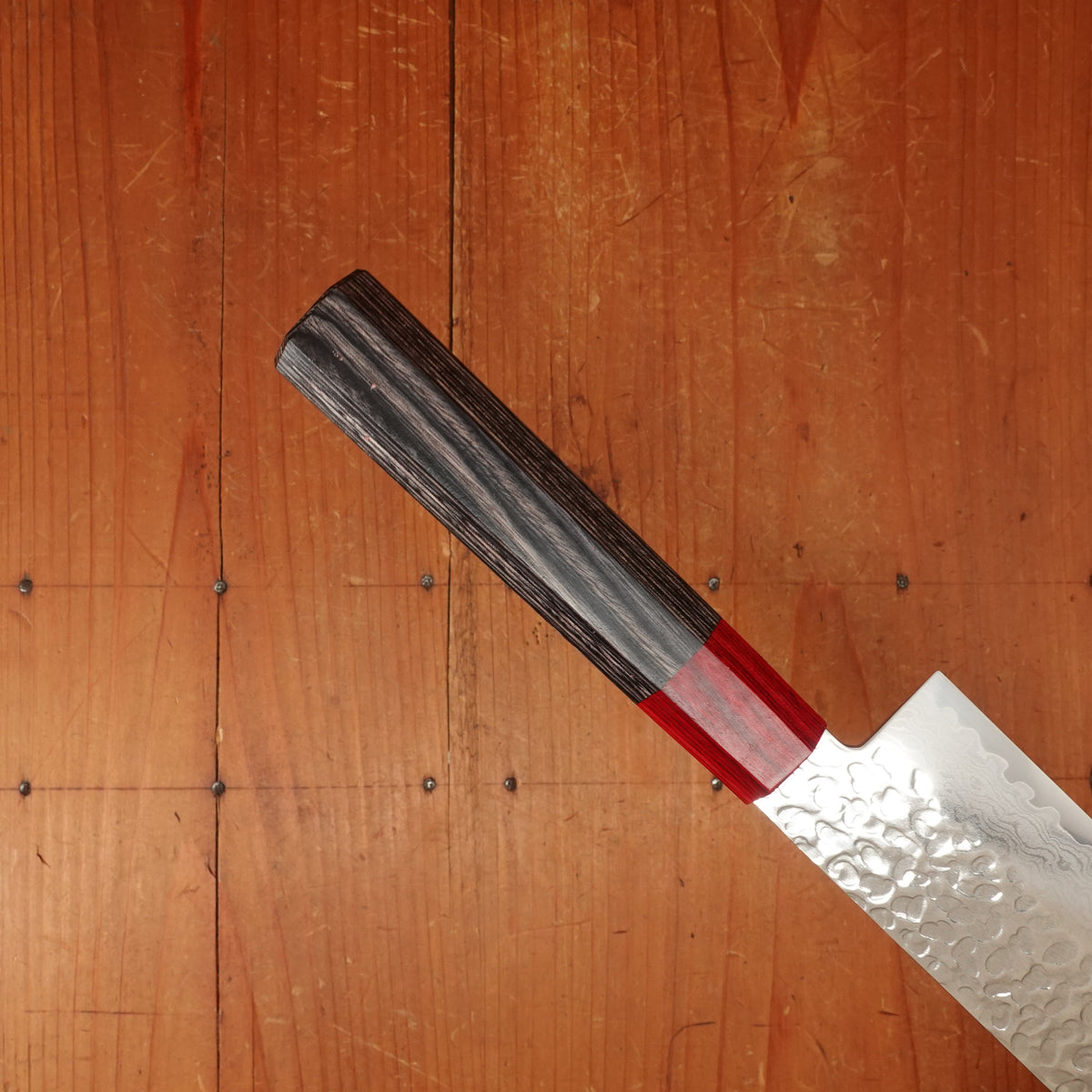 Hitohira Imojiya FW 165mm Nakiri VG10 Tsuchime Damascus Pakka Handle