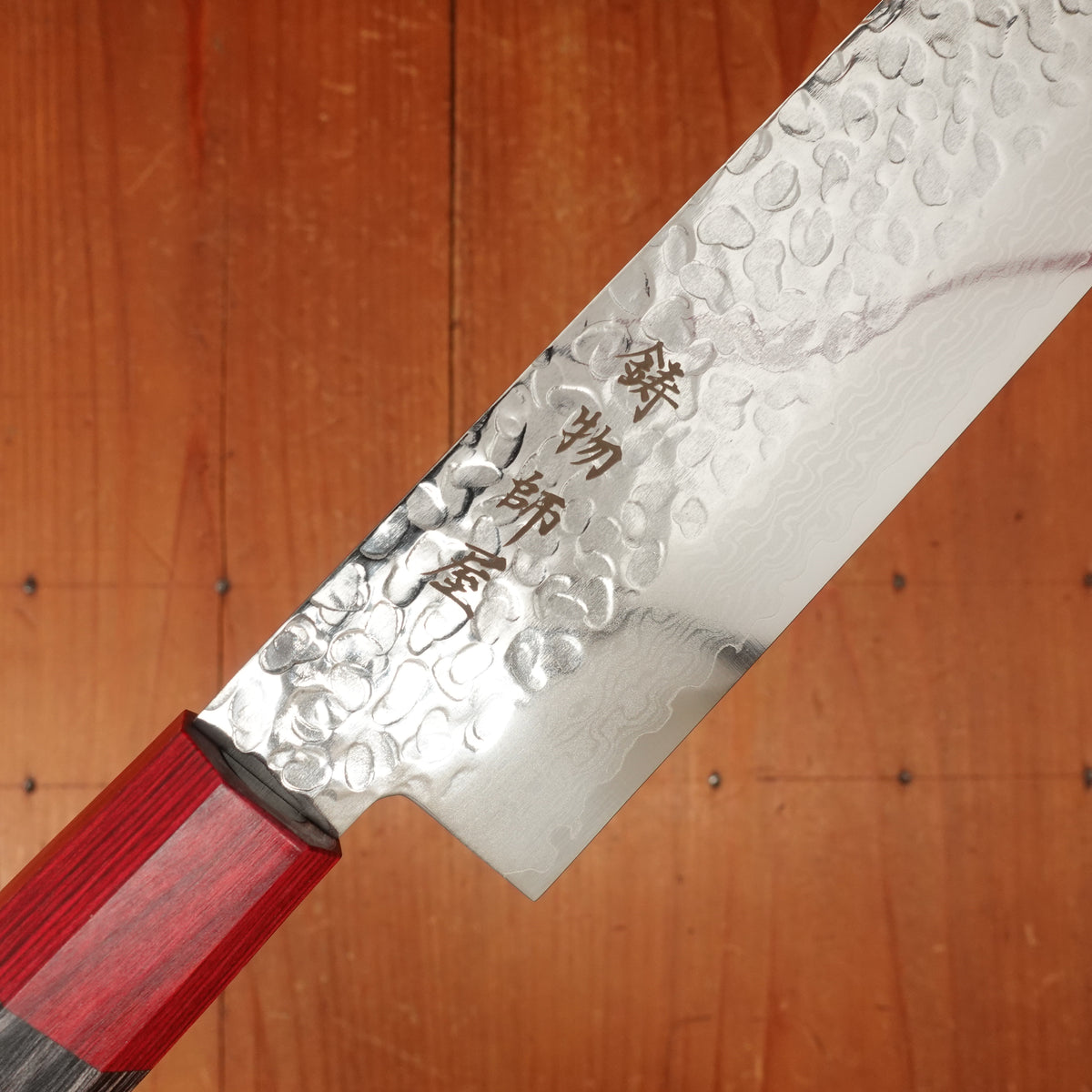 Hitohira Imojiya FW 165mm Nakiri VG10 Tsuchime Damascus Pakka Handle