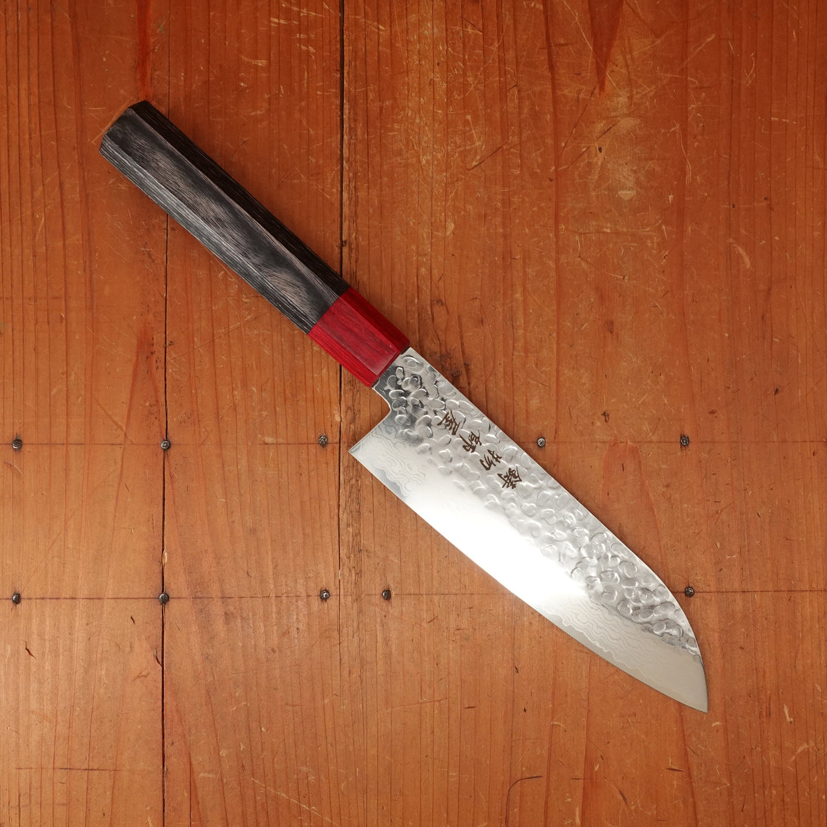 Hitohira Imojiya FW 165mm Santoku VG10 Tsuchime Damascus Pakka Handle