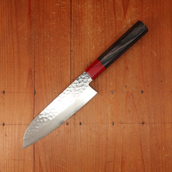 Hitohira Imojiya FW 165mm Santoku VG10 Tsuchime Damascus Pakka Handle