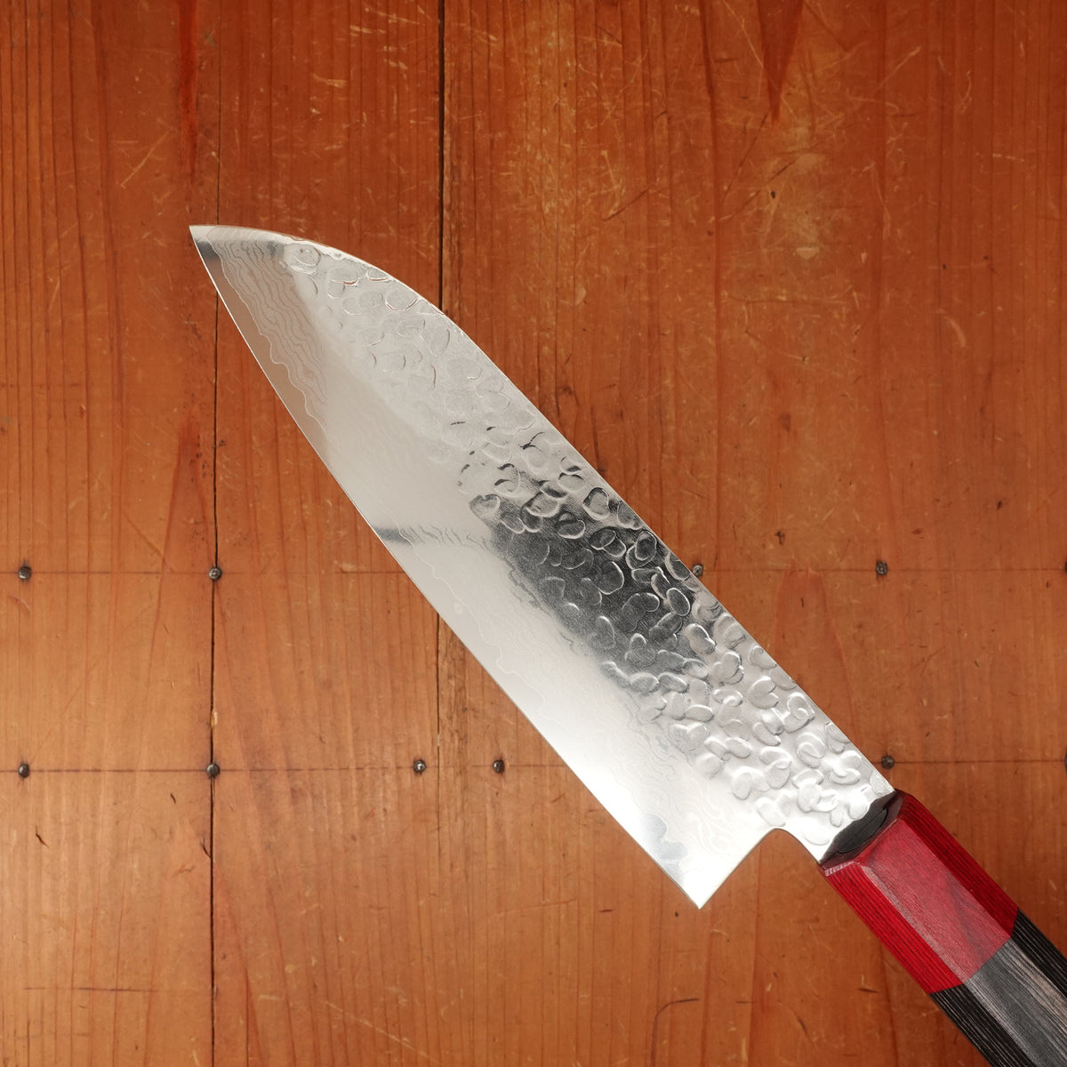 Hitohira Imojiya FW 165mm Santoku VG10 Tsuchime Damascus Pakka Handle