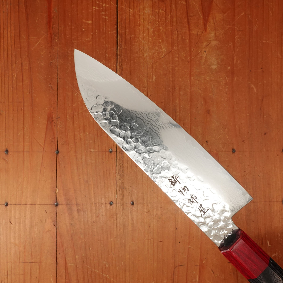 Hitohira Imojiya FW 165mm Santoku VG10 Tsuchime Damascus Pakka Handle