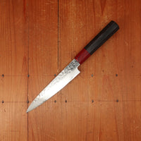 Hitohira Imojiya FW 135mm Petty VG10 Tsuchime Damascus Pakka Handle
