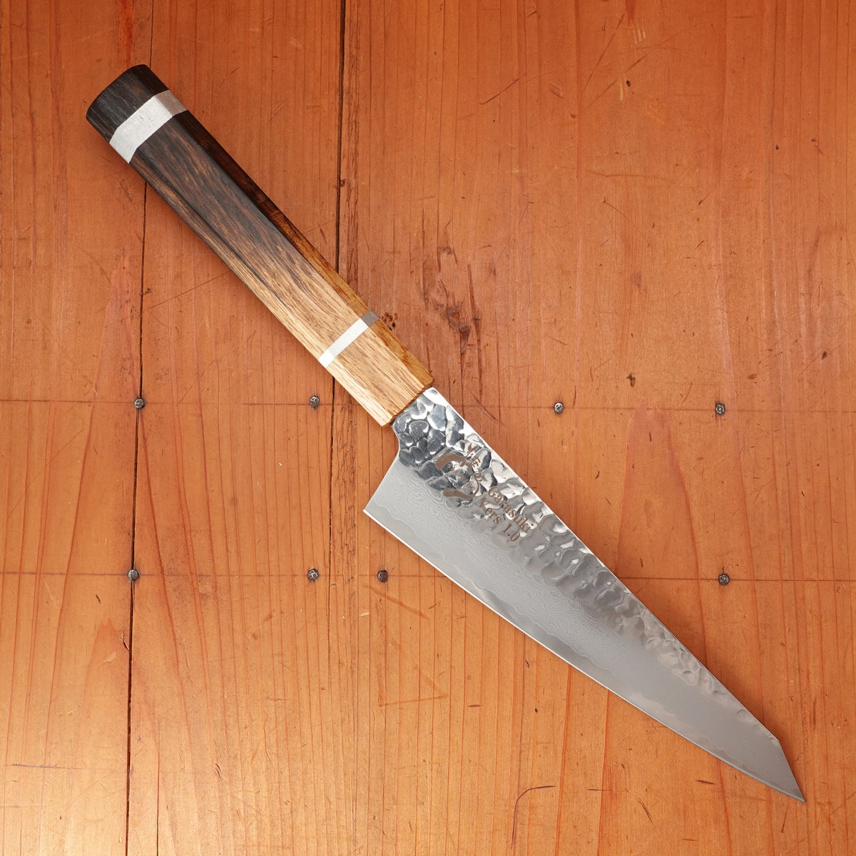 Yakitoriguy x Sakai Takayuki Wa-Garasuki 180mm Yakitori Knife VG10 Suminagashi Urushi Oak Handle