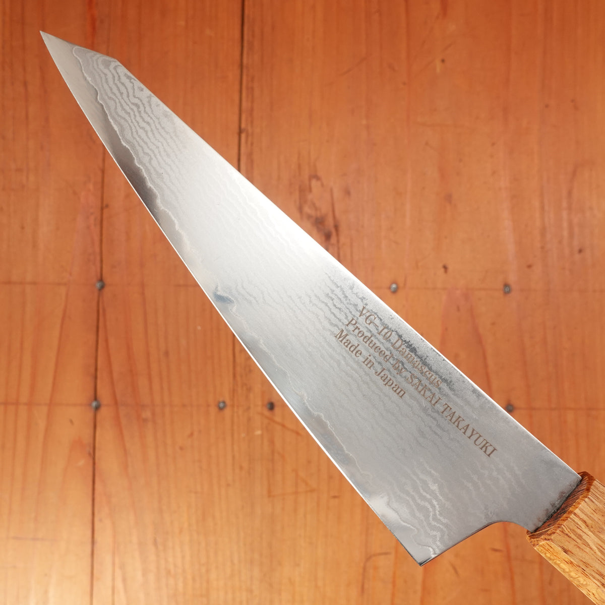 Yakitoriguy x Sakai Takayuki Wa-Garasuki 180mm Yakitori Knife VG10 Suminagashi Urushi Oak Handle