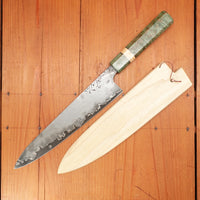 Rolin Knives GoMai 230mm Gyuto Lohman Carbon Green Karelian Birch with Saya