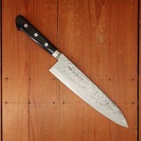 Morihei Hisamoto 240mm Gyuto Stainless Clad Shirogami 1 Tsuchime Pakka Handle