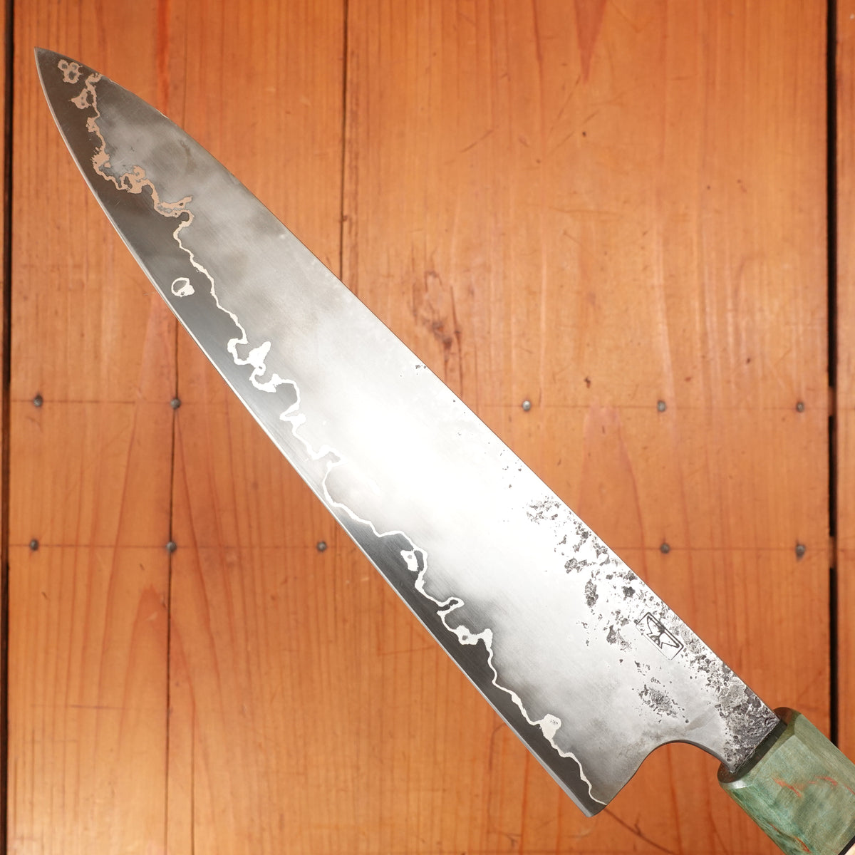 Rolin Knives GoMai 230mm Gyuto Lohman Carbon Green Karelian Birch with Saya