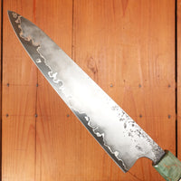 Rolin Knives GoMai 230mm Gyuto Lohman Carbon Green Karelian Birch with Saya