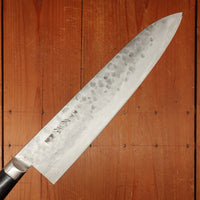 Morihei Hisamoto 240mm Gyuto Stainless Clad Shirogami 1 Tsuchime Pakka Handle
