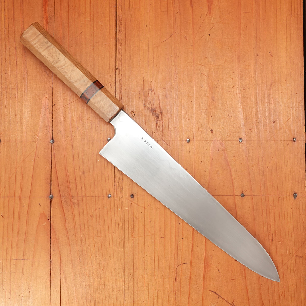 Rolin Knives Honyaki 230mm Gyuto W2 Cocobolo and Oak