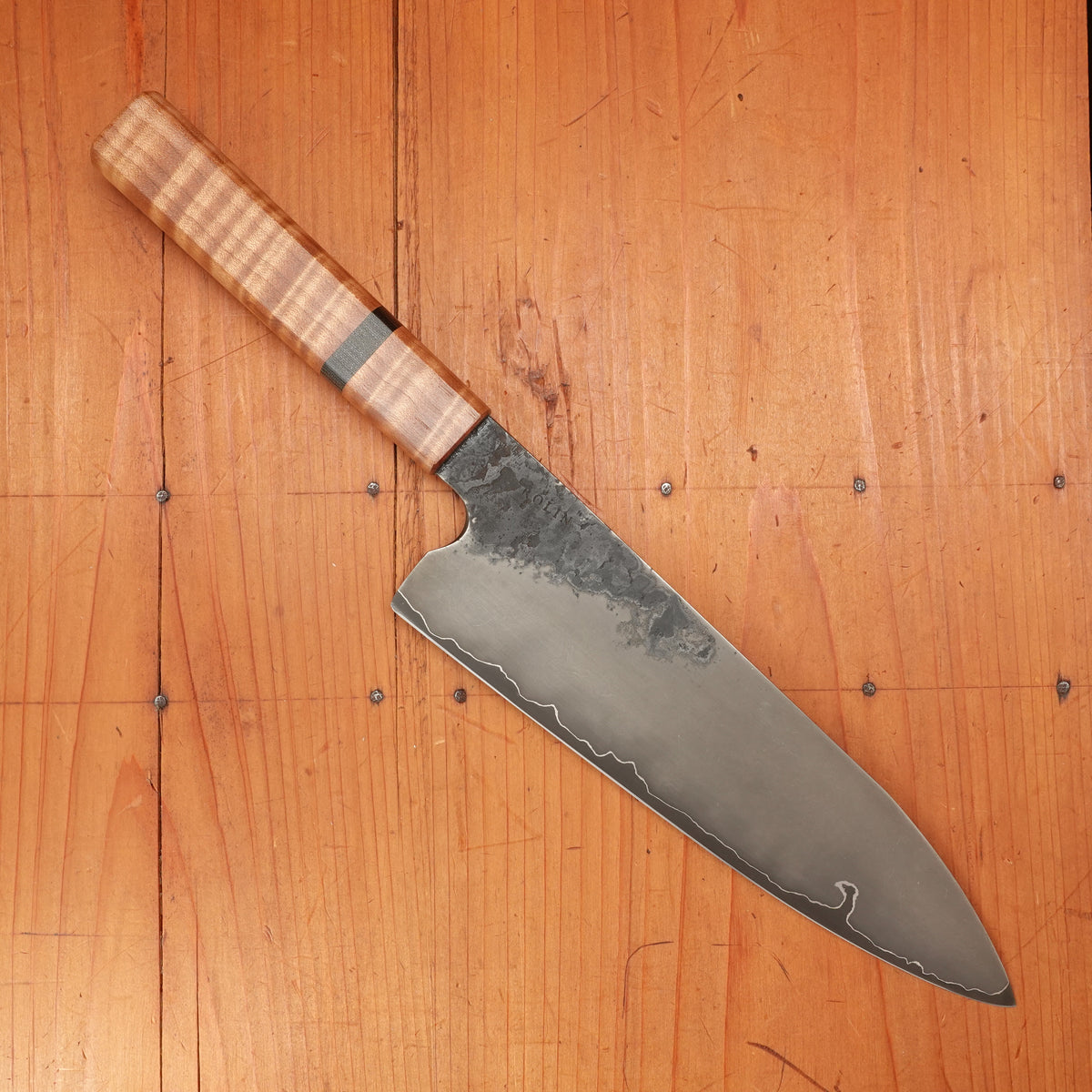 Rolin Knives GoMai 210mm Chef 52100 Curly Maple