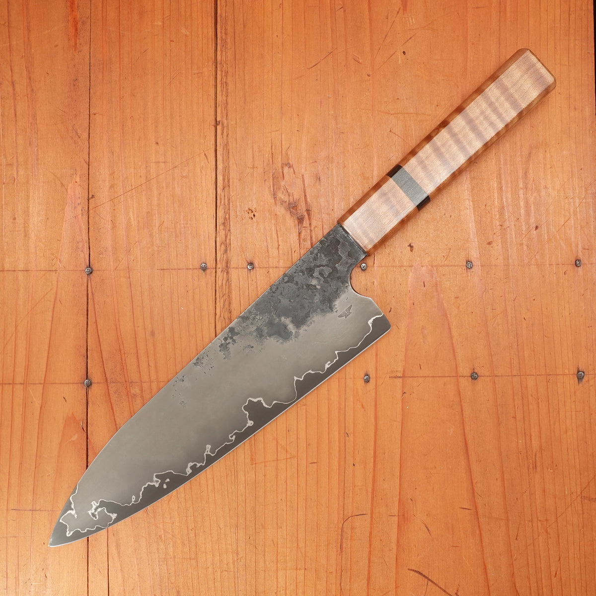 Rolin Knives GoMai 210mm Chef 52100 Curly Maple