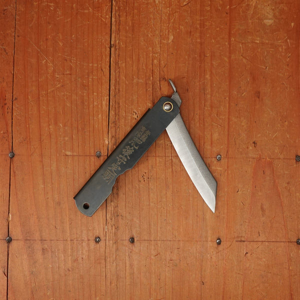 Higonokami 10cm Folding Knife Black Steel Handle SK Carbon Monosteel Blade