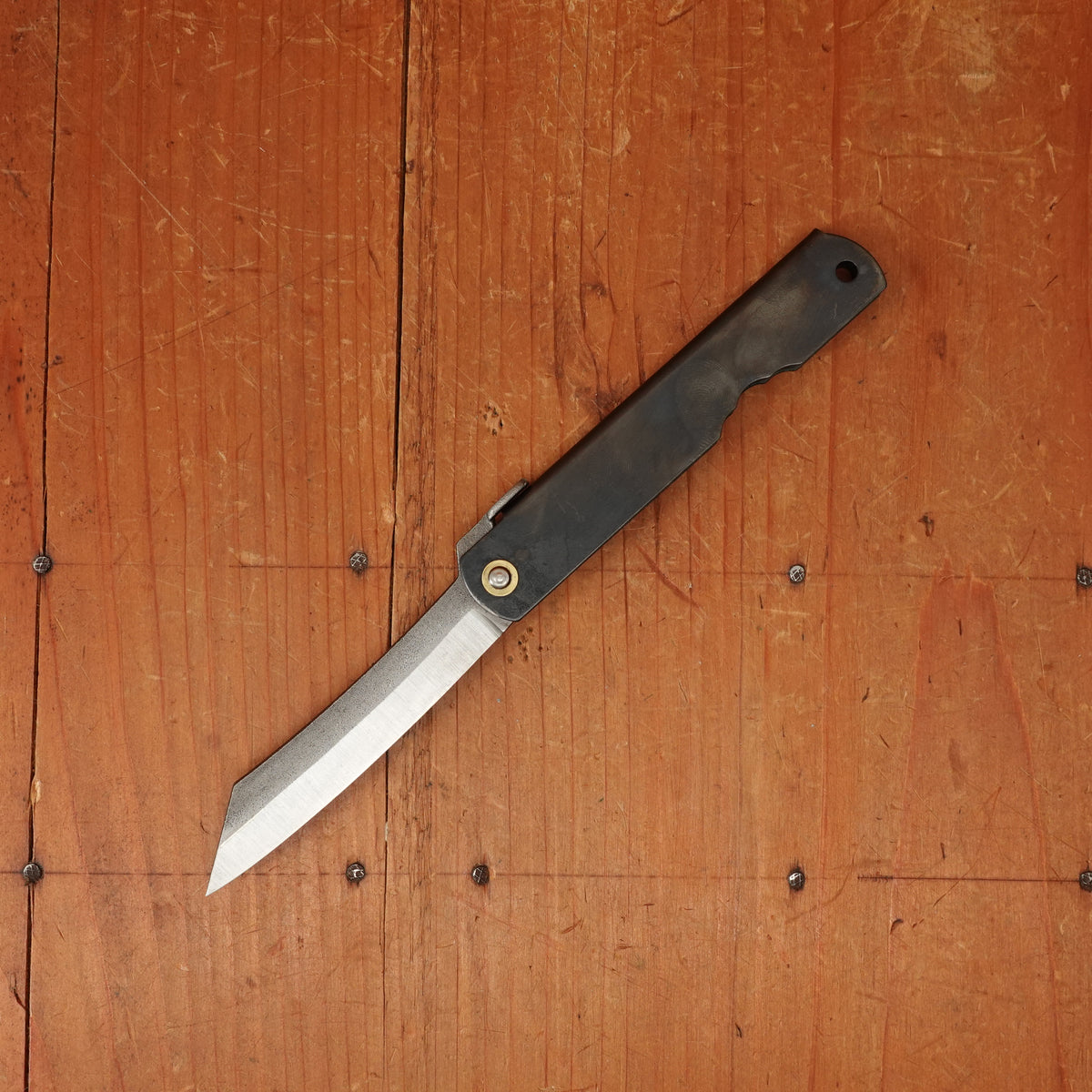 Higonokami 10cm Folding Knife Black Steel Handle SK Carbon Monosteel Blade