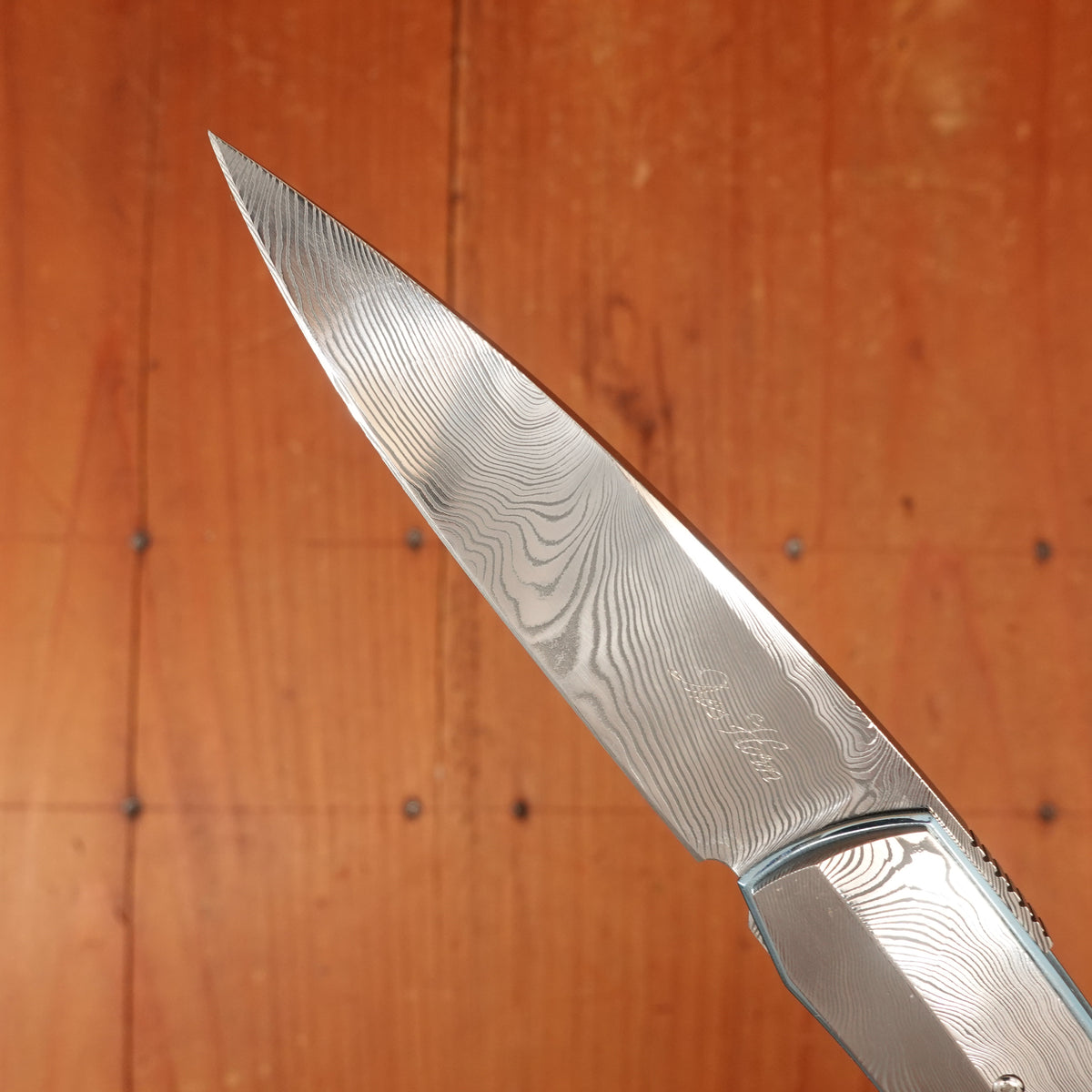 Des Horn 3" Twist Pattern Damasteel Damascus Linerlock Custom