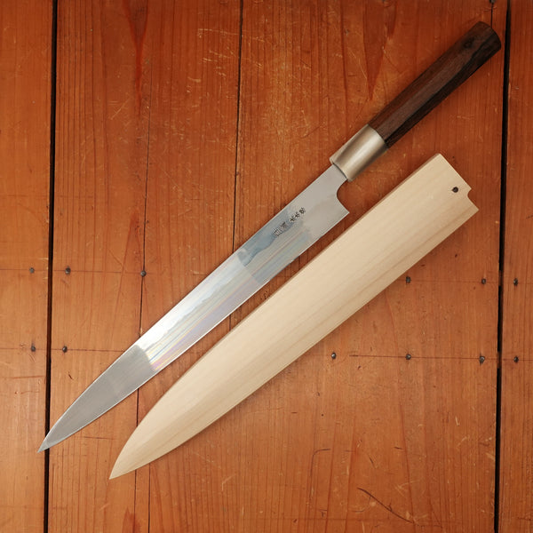 Hitohira Togashi 300mm Yanagi Shirogami 1 Notaremon Mizu Honyaki Ziricote Handle with Saya