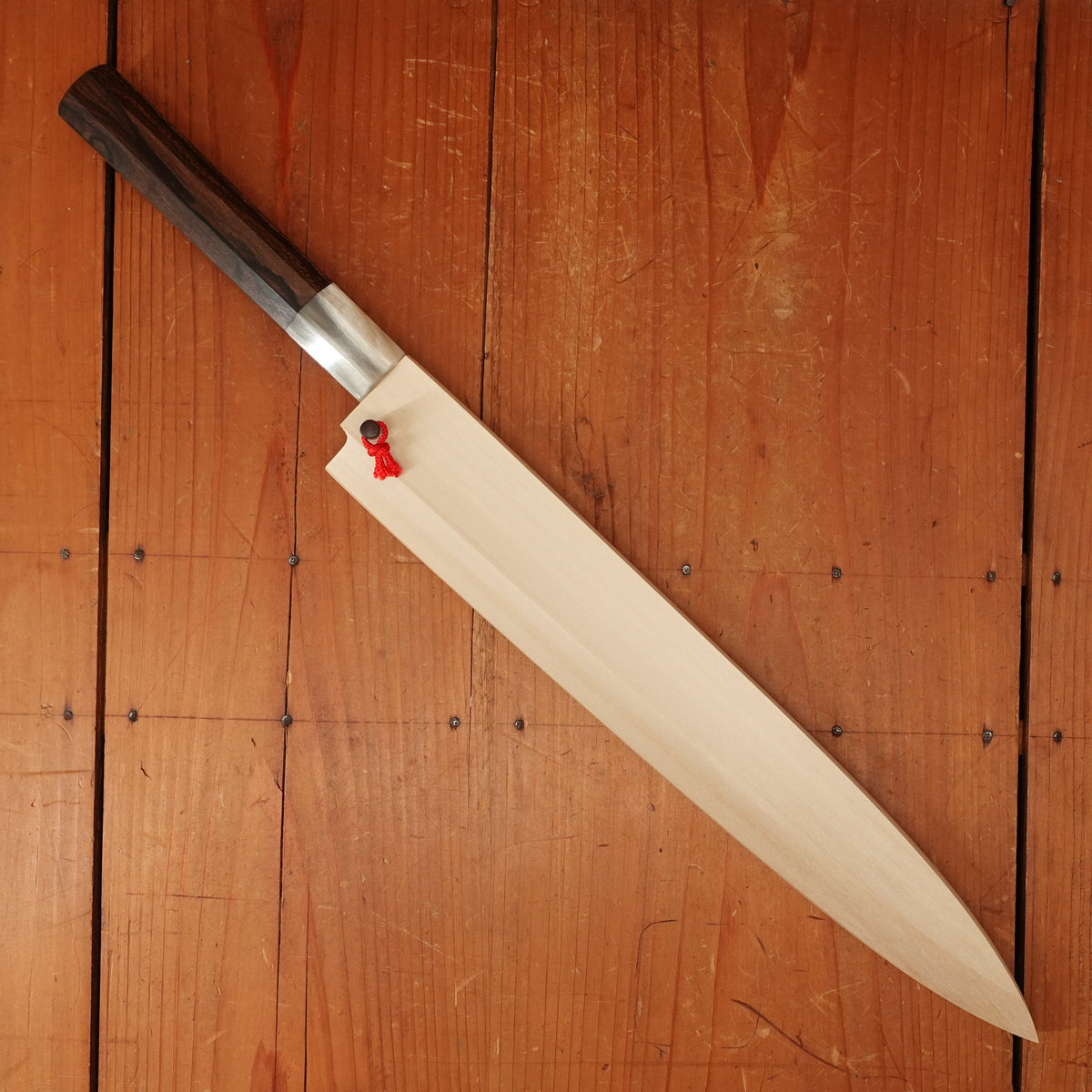 Hitohira Togashi 300mm Yanagi Shirogami 1 Notaremon Mizu Honyaki Ziricote Handle with Saya