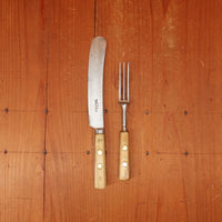 Frost, Askham & Mosforth Table Knife Set Double Shear Steel Bone & Brass Sheffield 1850-1855