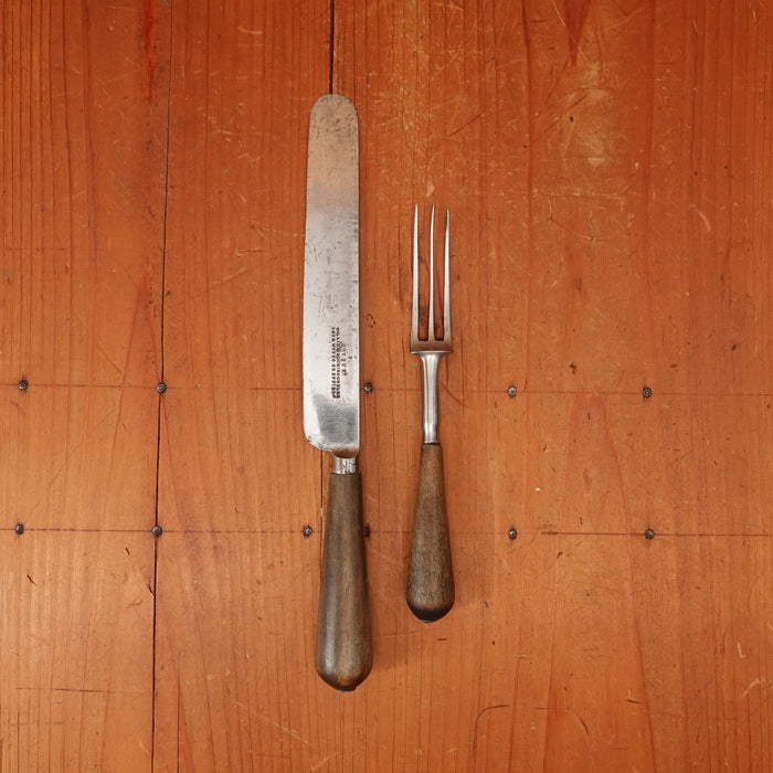 William Bocking "True" Ebor Works Table Knife Set Double Shear Steel Turned Horn Sheffield 1885-approx 1910