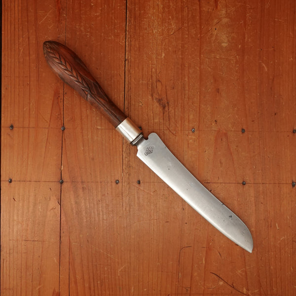 Joseph Rodgers & Sons Bread Knife Carbon Steel Carved Wheat Handle Sheffield 1920s?