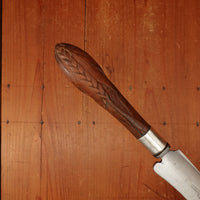 Joseph Rodgers & Sons Bread Knife Carbon Steel Carved Wheat Handle Sheffield 1920s?