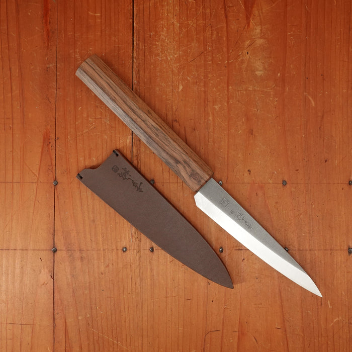 Bernal Cutlery x Konosuke GS+ 140mm Ko-Sabaki SLD Kurouchi Khii Laurel Handle with Leather Sheath