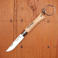 Opinel Straight Back Stainless Keyring Knife Beechwood - No. 4