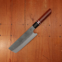 Alma Knife Co. 155mm Nakiri 26c3 Nashiji Canarywood/Ebony/Red Wave Spacer Handle