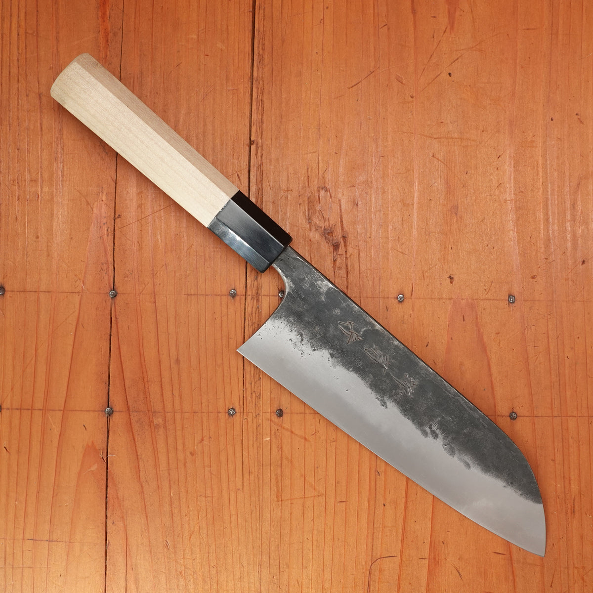 Sakai Kikumori 180mm Wa Santoku Shirogami 1 Kurouchi