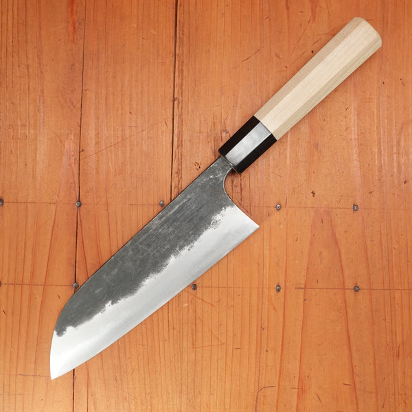 Sakai Kikumori 180mm Wa Santoku Shirogami 1 Kurouchi