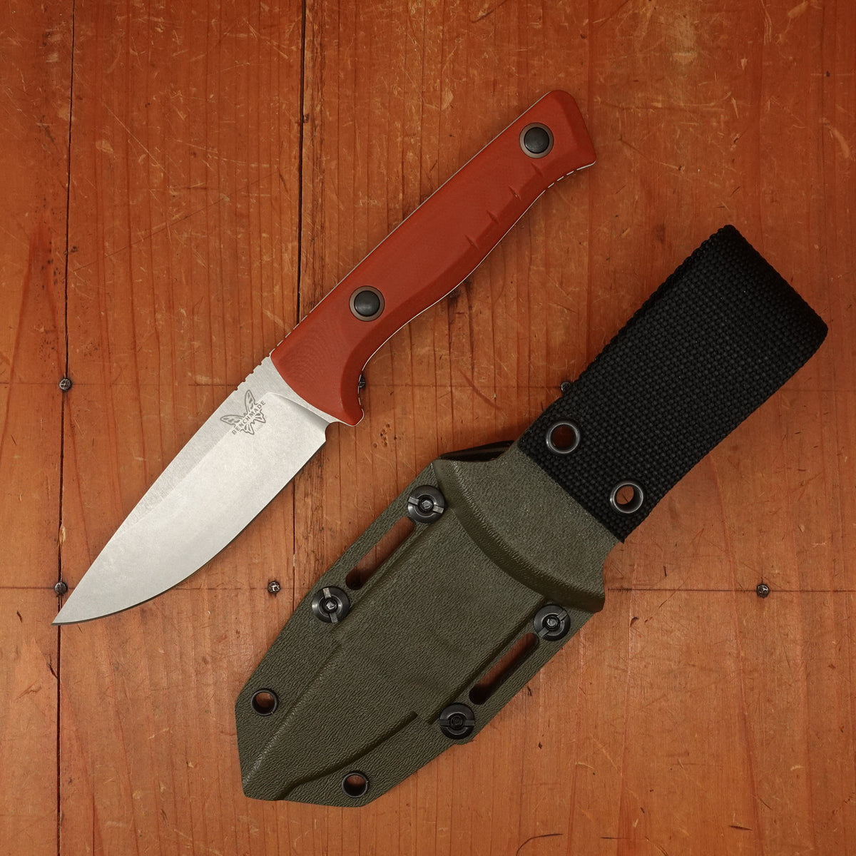 Benchmade 15650-01 SlipRidge™ Drop Point MagnaCut® Fixed Blade Rust Orange G10 Handle