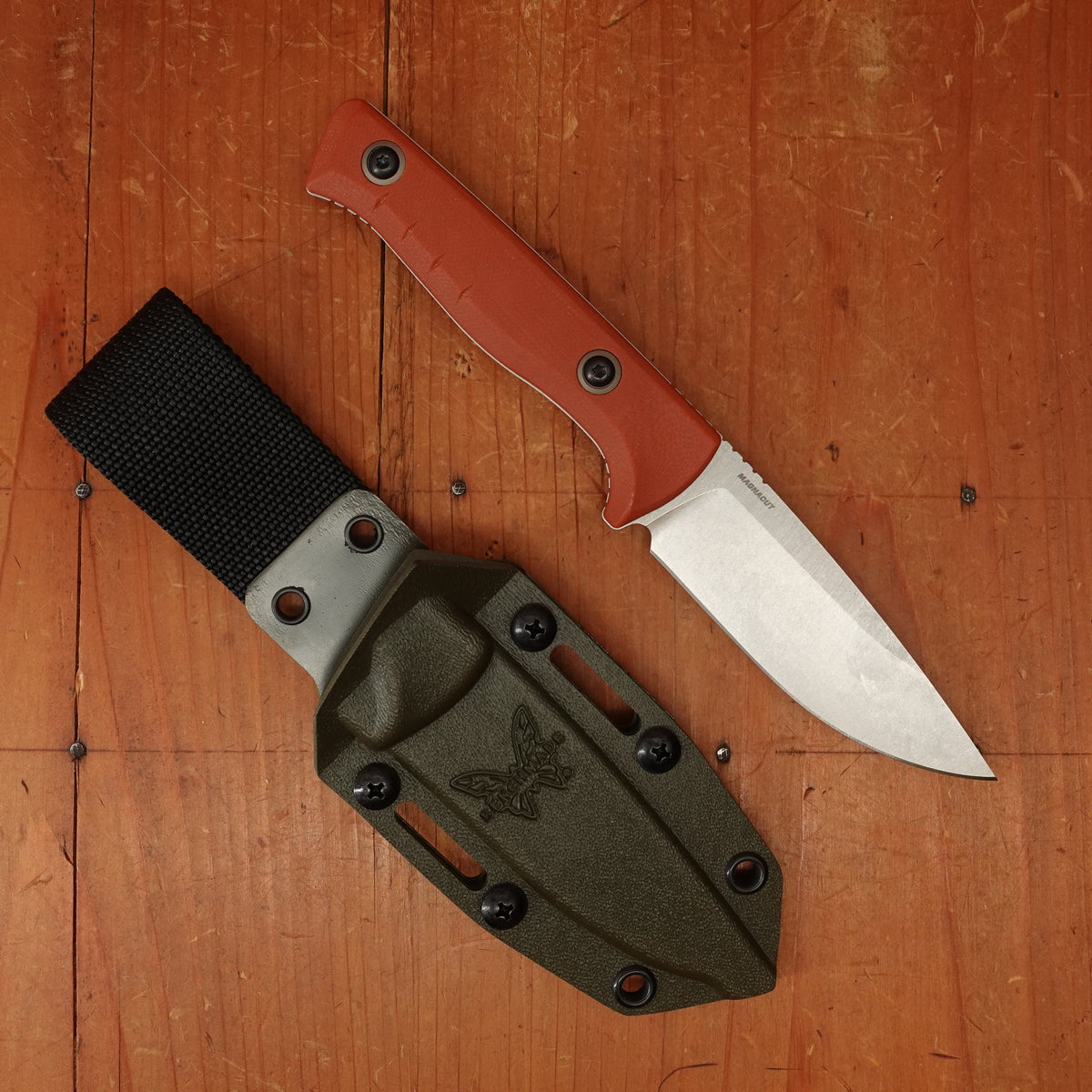 Benchmade 15650-01 SlipRidge™ Drop Point MagnaCut® Fixed Blade Rust Orange G10 Handle