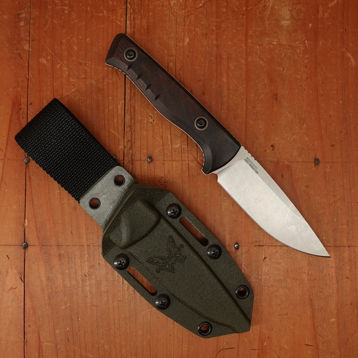 Benchmade 15650 SlipRidge™ Drop Point MagnaCut® Fixed Blade Stabilized Wood Handle