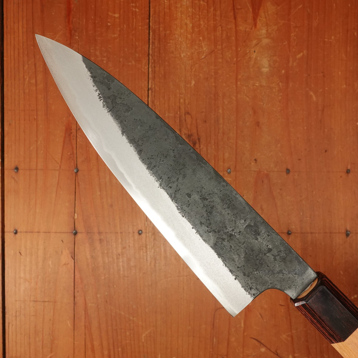 Okada 180mm Gyuto Shirogami 2 Kurouchi Keyaki Handle