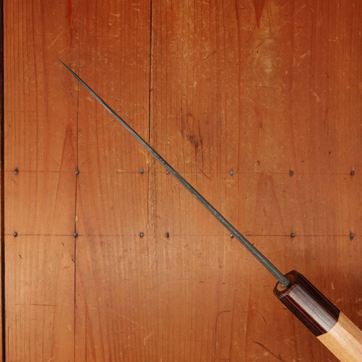 Okada 180mm Gyuto Shirogami 2 Kurouchi Keyaki Handle